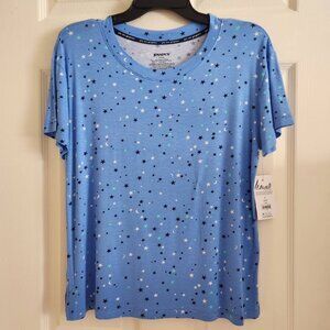 Joyspun Women's Blue Viscose Star Print T-Shirt S (4-6)